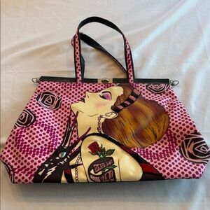 Isabella Fiore Pink and Black Graphic Tote